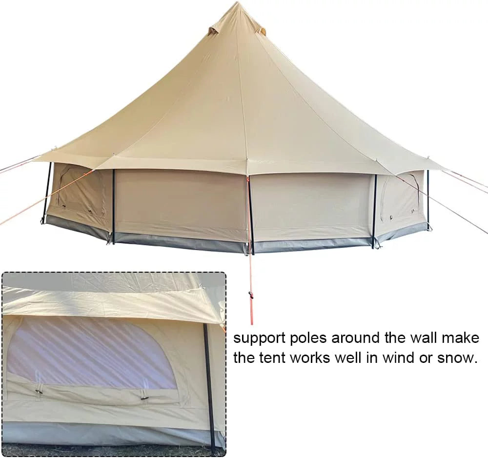 Waterproof 4 Season Extra Large Cotton Canvas Tent with Stove Hole E6906