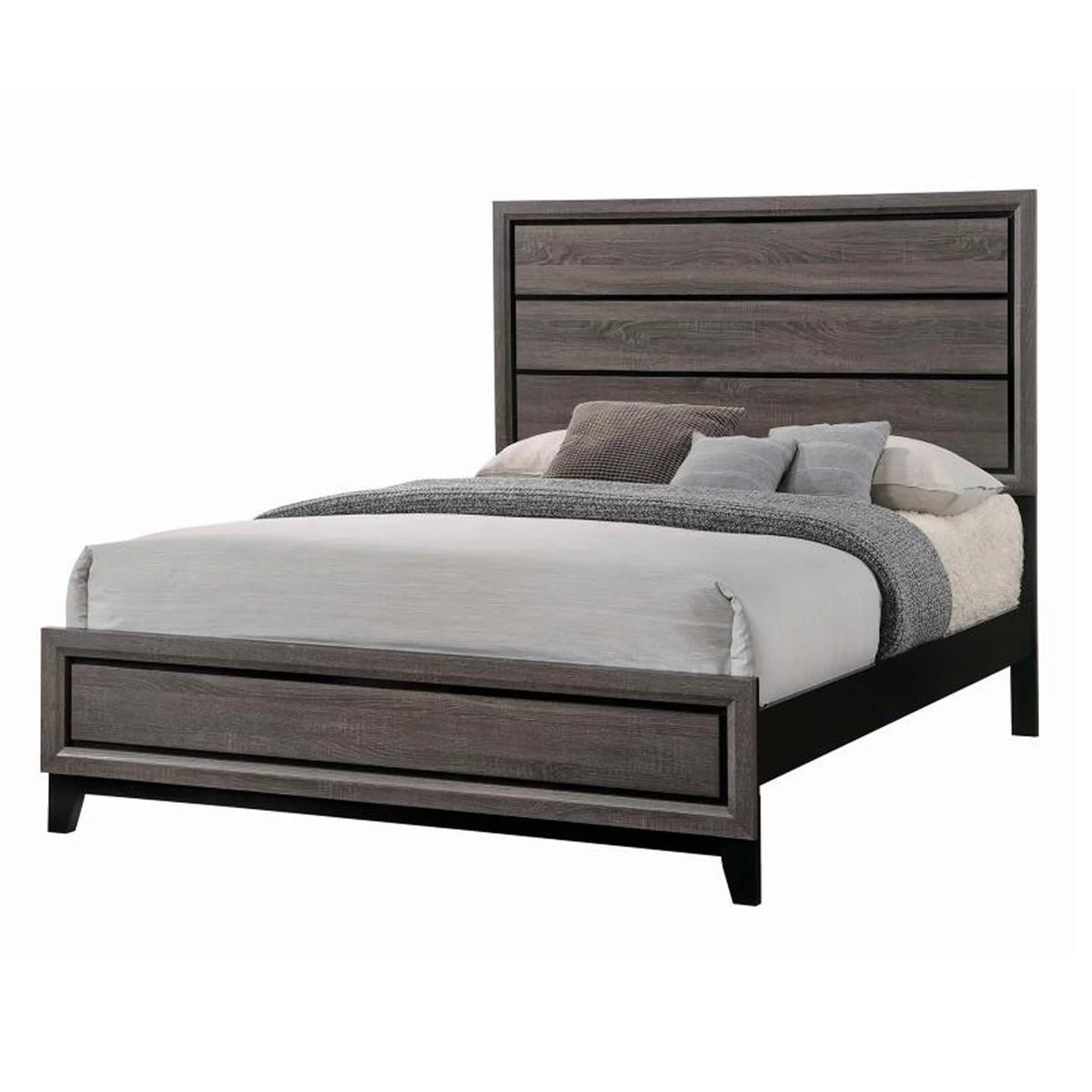 Wooden Eastern King Bed with Plank Headboard Z99133