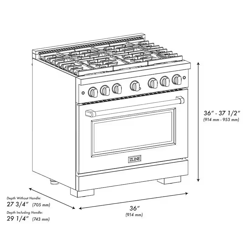 6 Burner Freestanding Gas Range with Convection Oven in Black Stainless Steel N819721