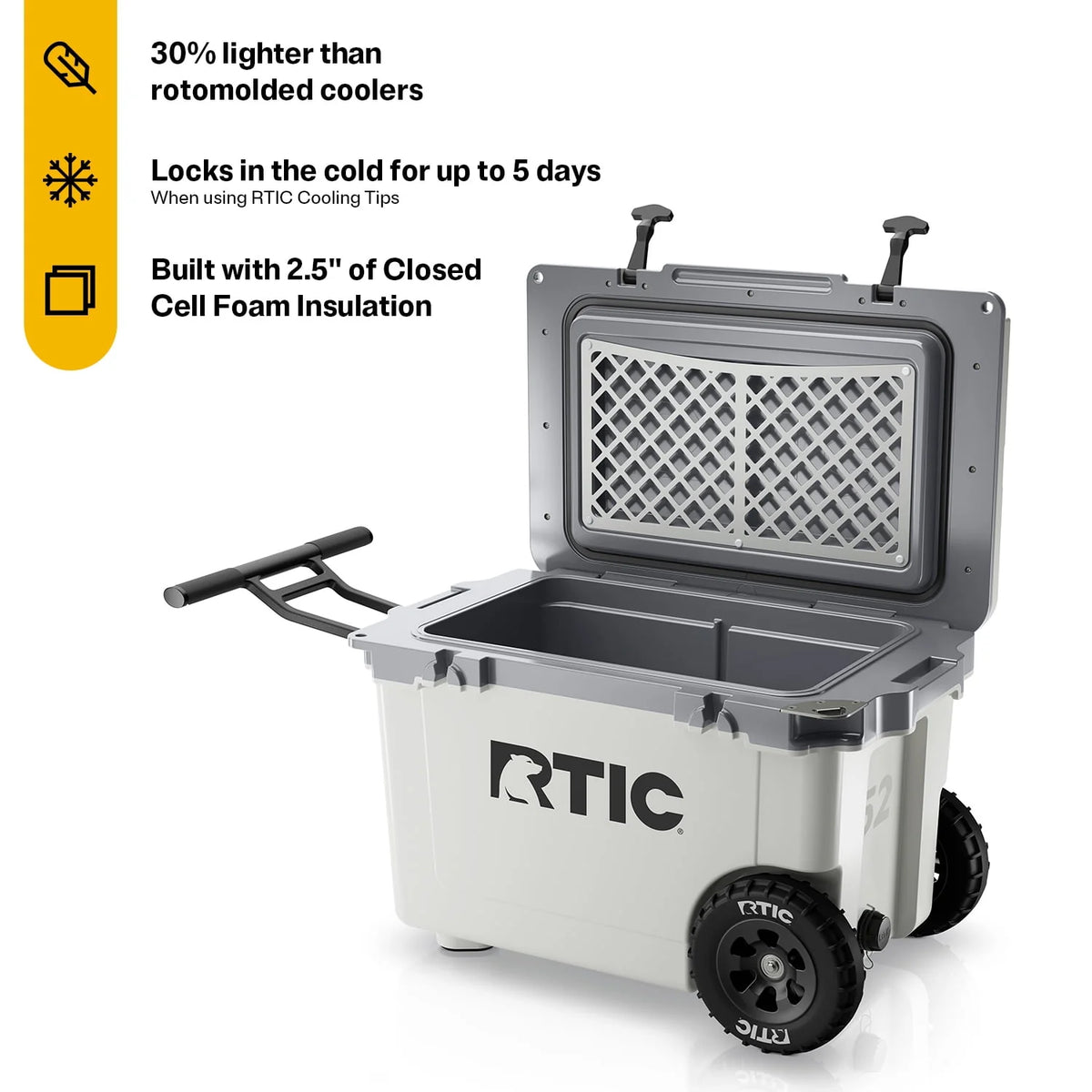 52 QT Wheeled Hard-Sided Ice Chest Cooler E2574