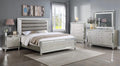 4pc King Size Upholstery LED Bed Dresser Mirror Nightstand Wooden Furniture Set N301