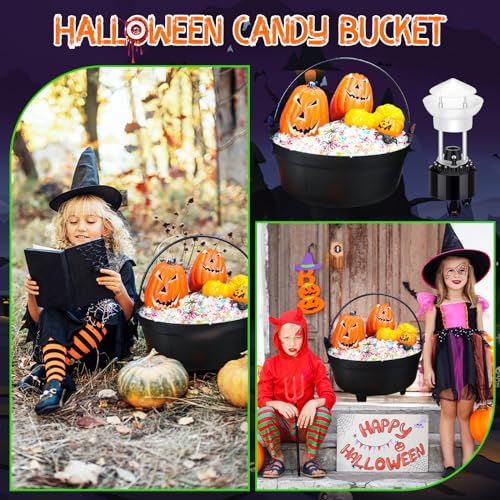 14'' Black Plastic Halloween Cauldron with LED Light Up Mist Maker K482