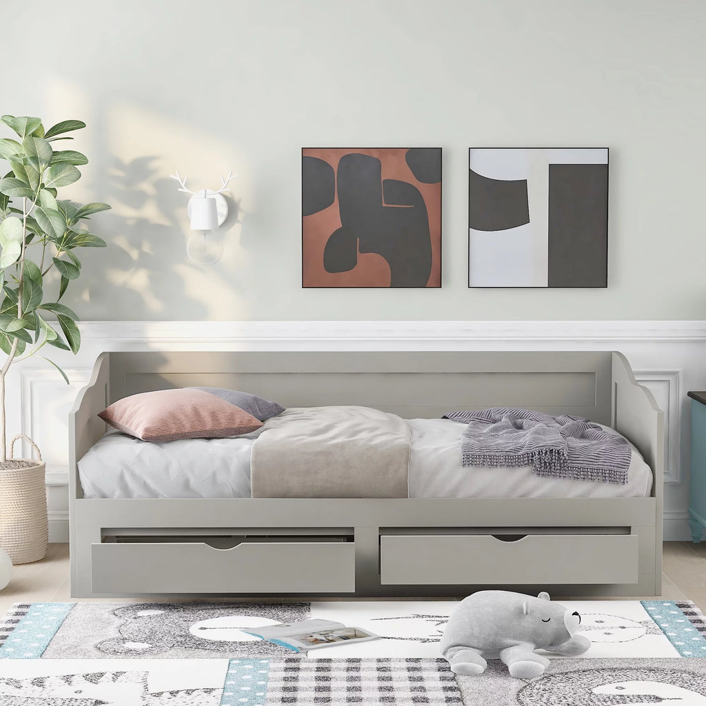 Wooden Daybed with Trundle and Two Storage Drawers P585089
