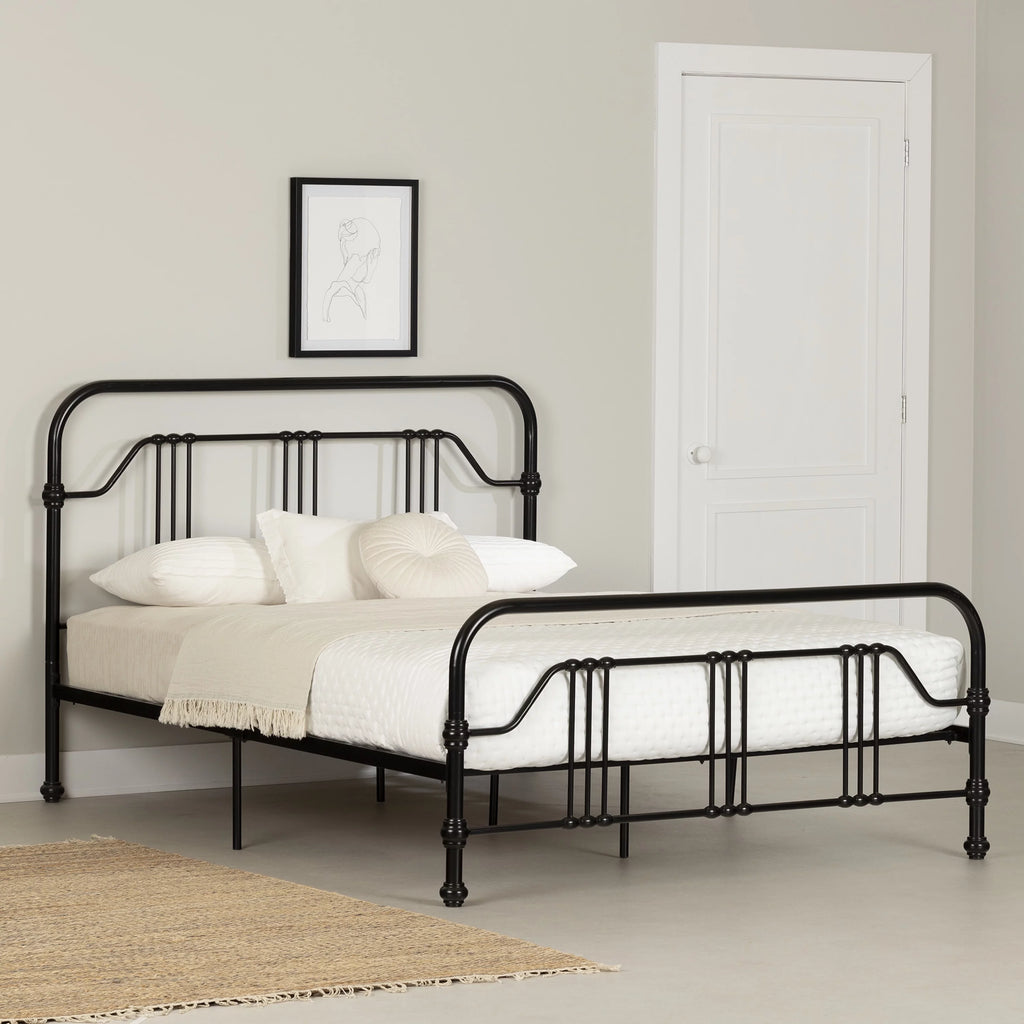 Queen Metal Platform Bed Black Y631