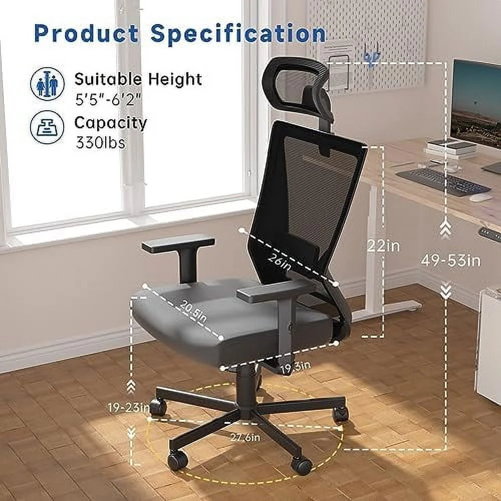 Black Ergonomic Mesh Office Chair with Lumbar Support Q38462