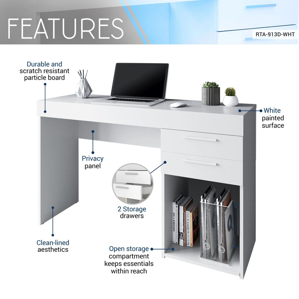 White Computer Desk Workstation with Storage T81591