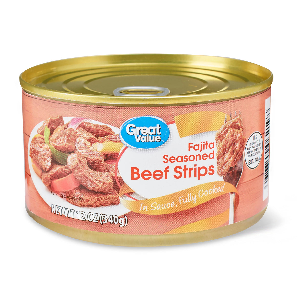 Fajita Seasoned Beef Strips in Sauce 12 oz Can U794399