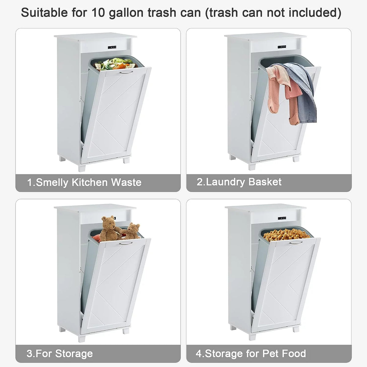 White Tilt Out Trash Can Cabinet W143188