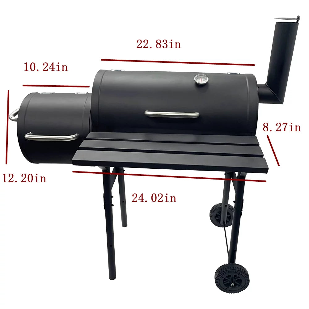 30" BBQ Charcoal Grill Offset Smoker with Cover E29664