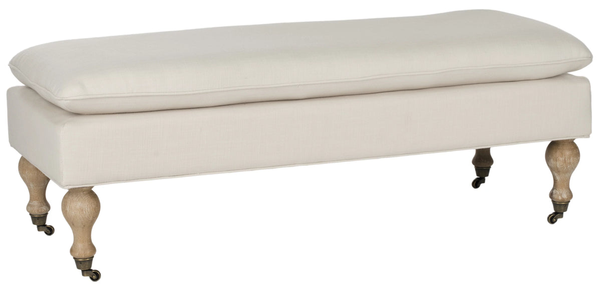 Cream Pillow Top Bench with Casters A2439