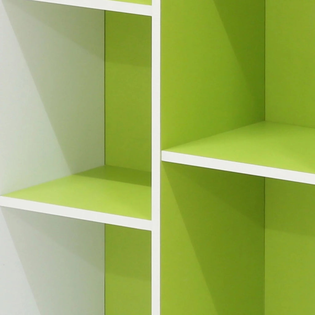White Green 11 Cube Reversible Open Shelf Bookcase G699