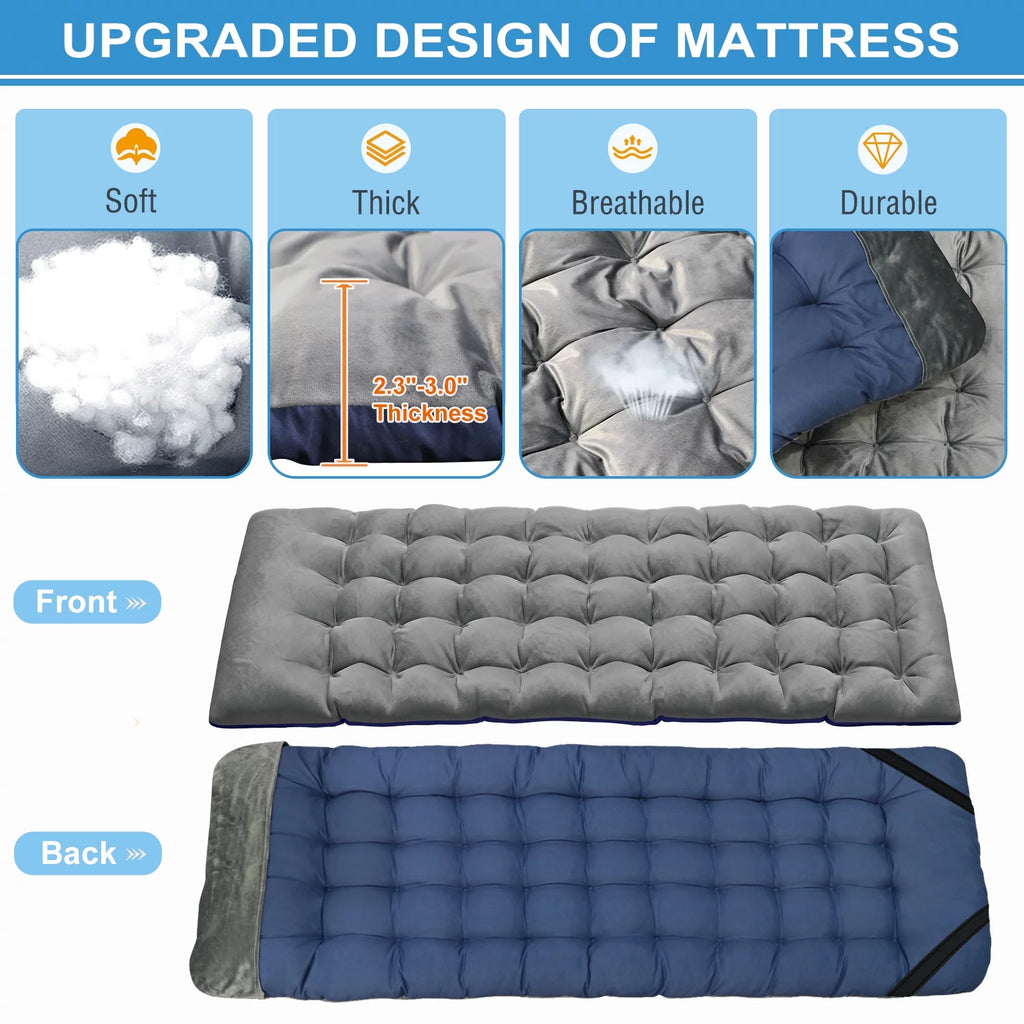 Portable Folding Camping Cot with Pearl Mattress and Carry Bag W571505