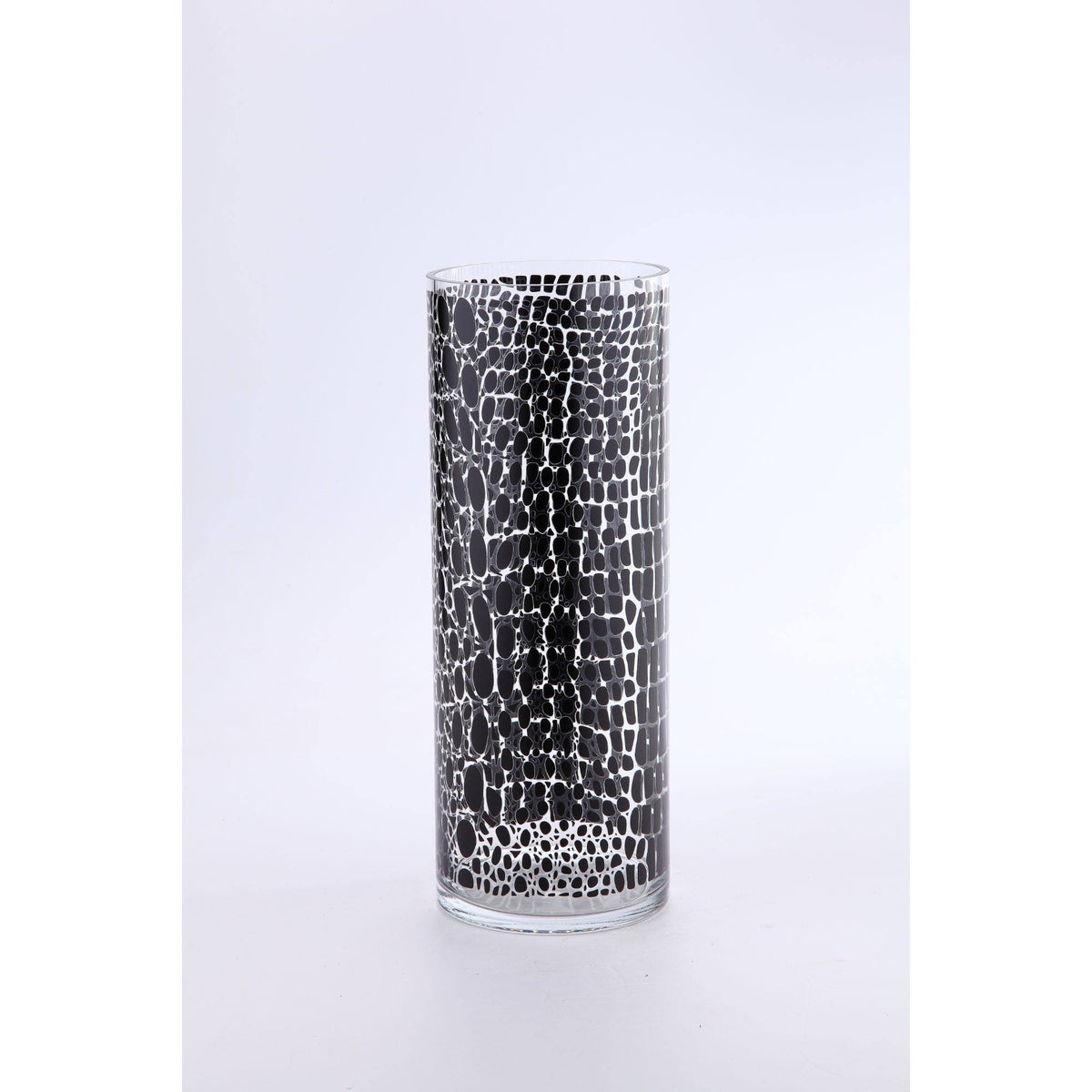 Black and Clear Cylindrical Glass Floral Vase P219299