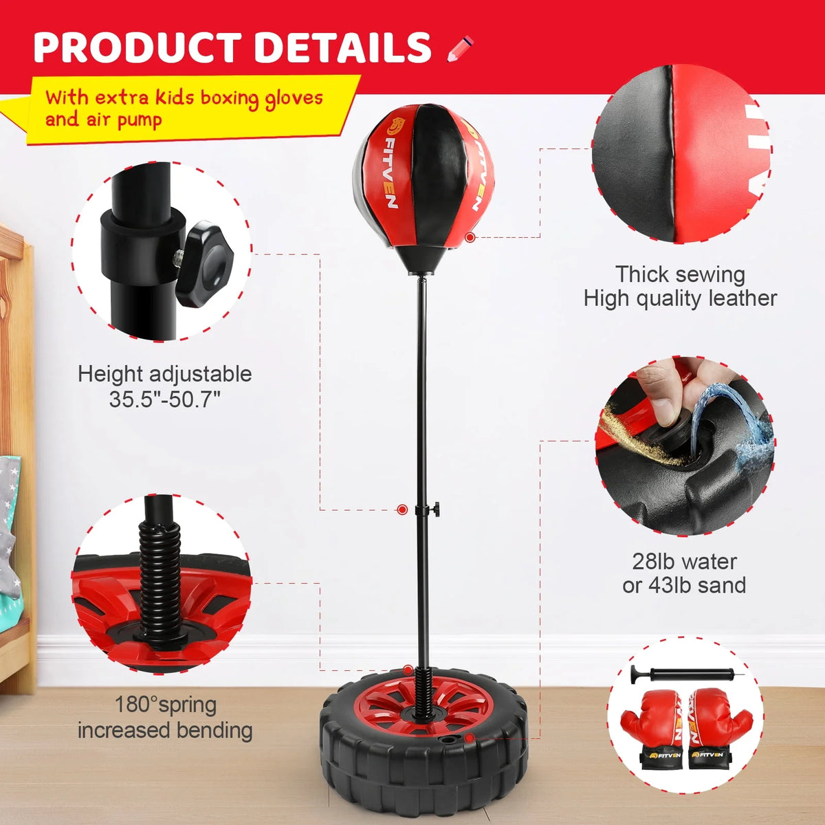 70 In. 205 Lbs. Freestanding Punching Bag with Boxing Gloves X301