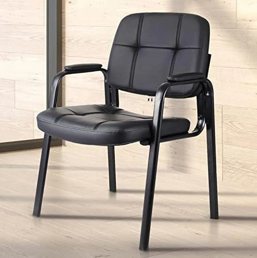 Black Bonded Leather Guest Chair 4 Pack W340
