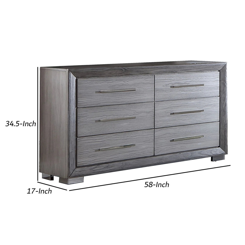 58 in. 6 Drawer Gray Dresser V529619
