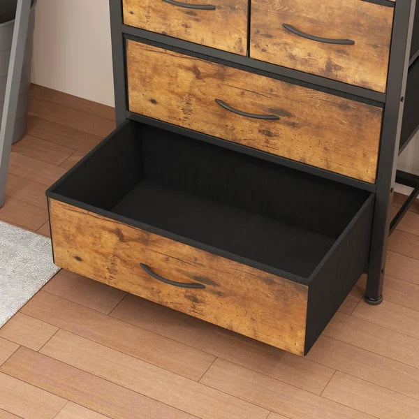 6 Layer Wood & Metal Bookshelf with Drawers O2614