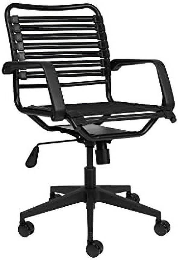 Black Adjustable Rolling Office Chair with Bungie Straps J599464