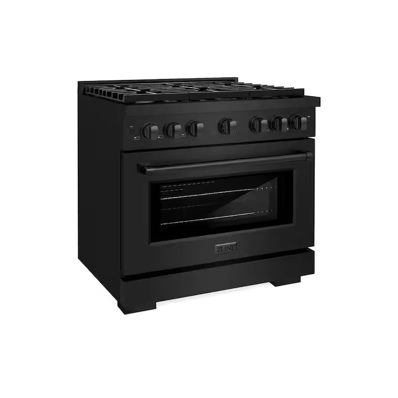 6 Burner Freestanding Gas Range with Convection Oven in Black Stainless Steel N819721