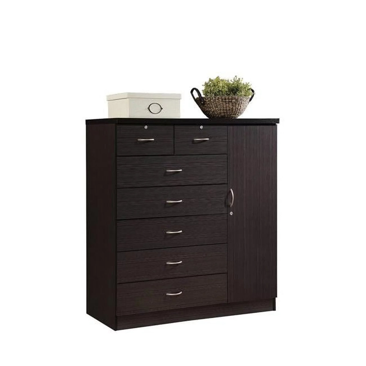 7 Drawer Chest with 1 Door 3 Shelves Chocolate O784277