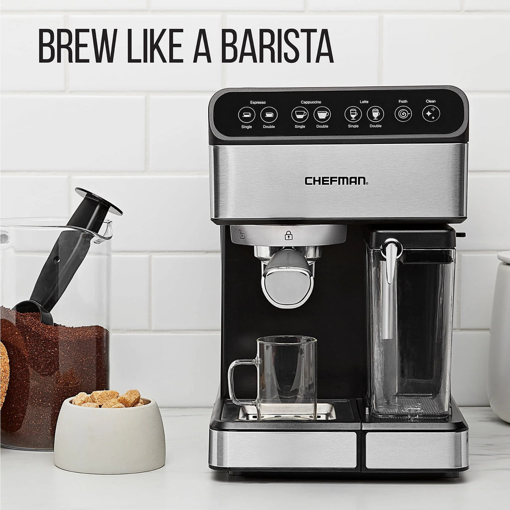 6-in-1 Digital Espresso Machine with Milk Frother W414