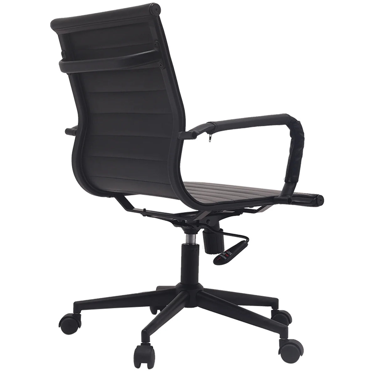 Mid Century Black PU Leather Office Chair with Arms and Wheels W7659