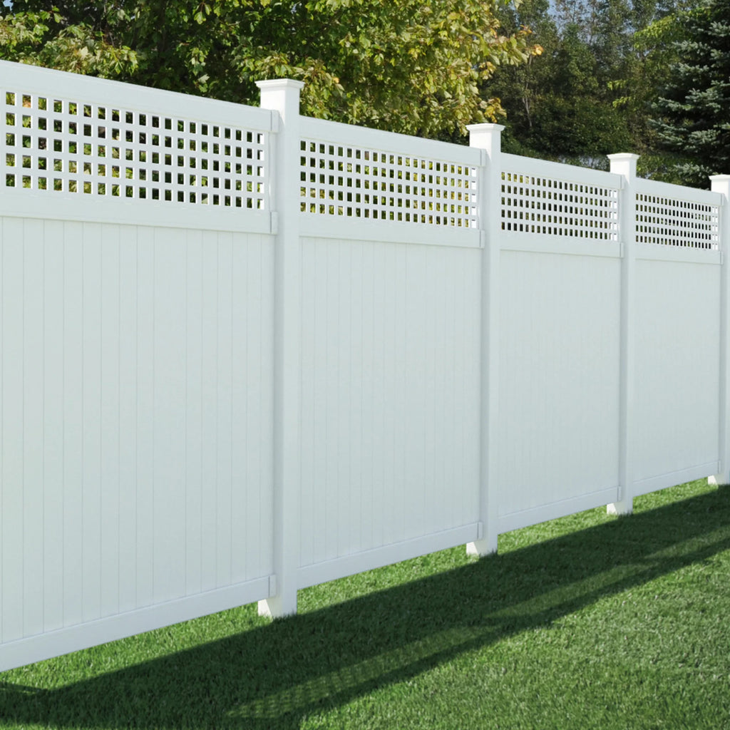 White Vinyl Lattice Top Fence Panel S9882