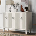 White Storage Cabinet with Three Doors and Adjustable Shelves Q725502