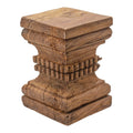 Organic Carved Wooden Pillar Stool G566