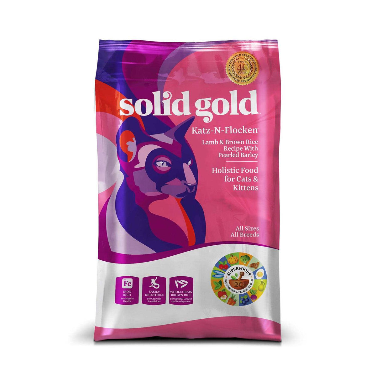 Solid Gold Katz-N-Flocken Lamb & Brown Rice Dry Cat Food M66789