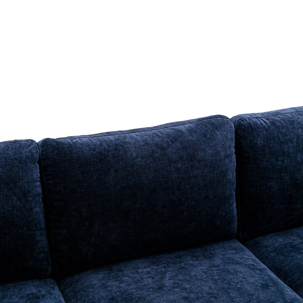 Navy Blue 4-piece U Shaped Fabric Sectional Sofa C41946