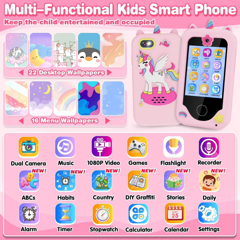 Kids Smart Phone Toy with MP3 Dual Camera 8G SD Card W4869