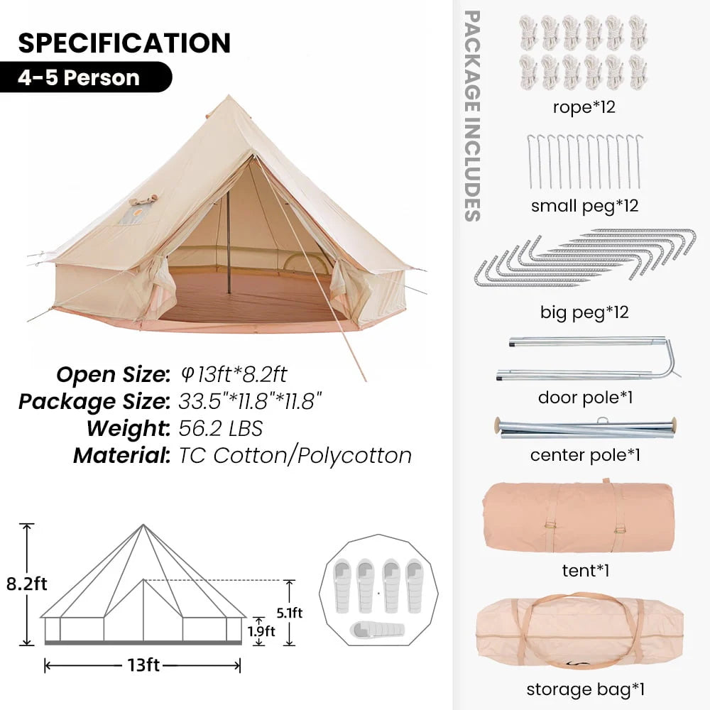 Canvas Bell Tent with Stove Jack 10ft U8815