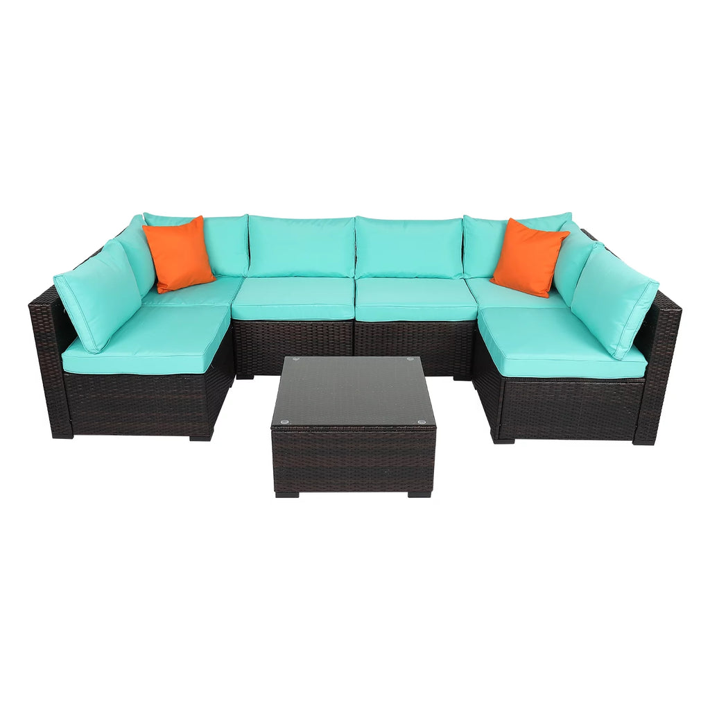 7 Pieces Wicker PE Rattan Sectional Sofa B413158