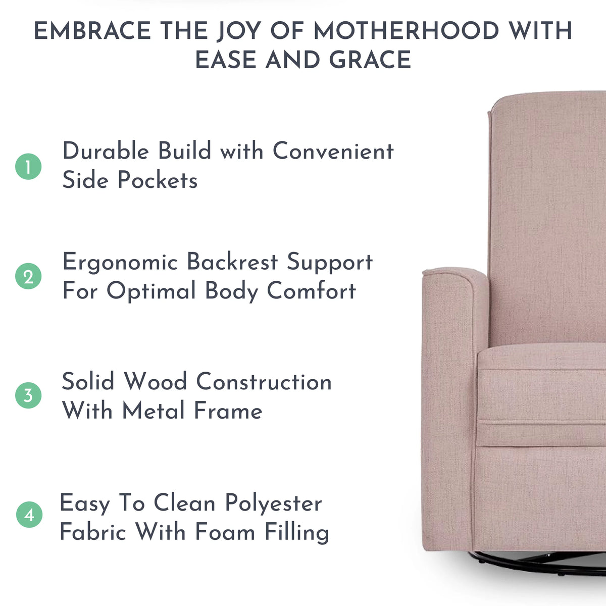 Rose Polyester Glider Recliner O513781