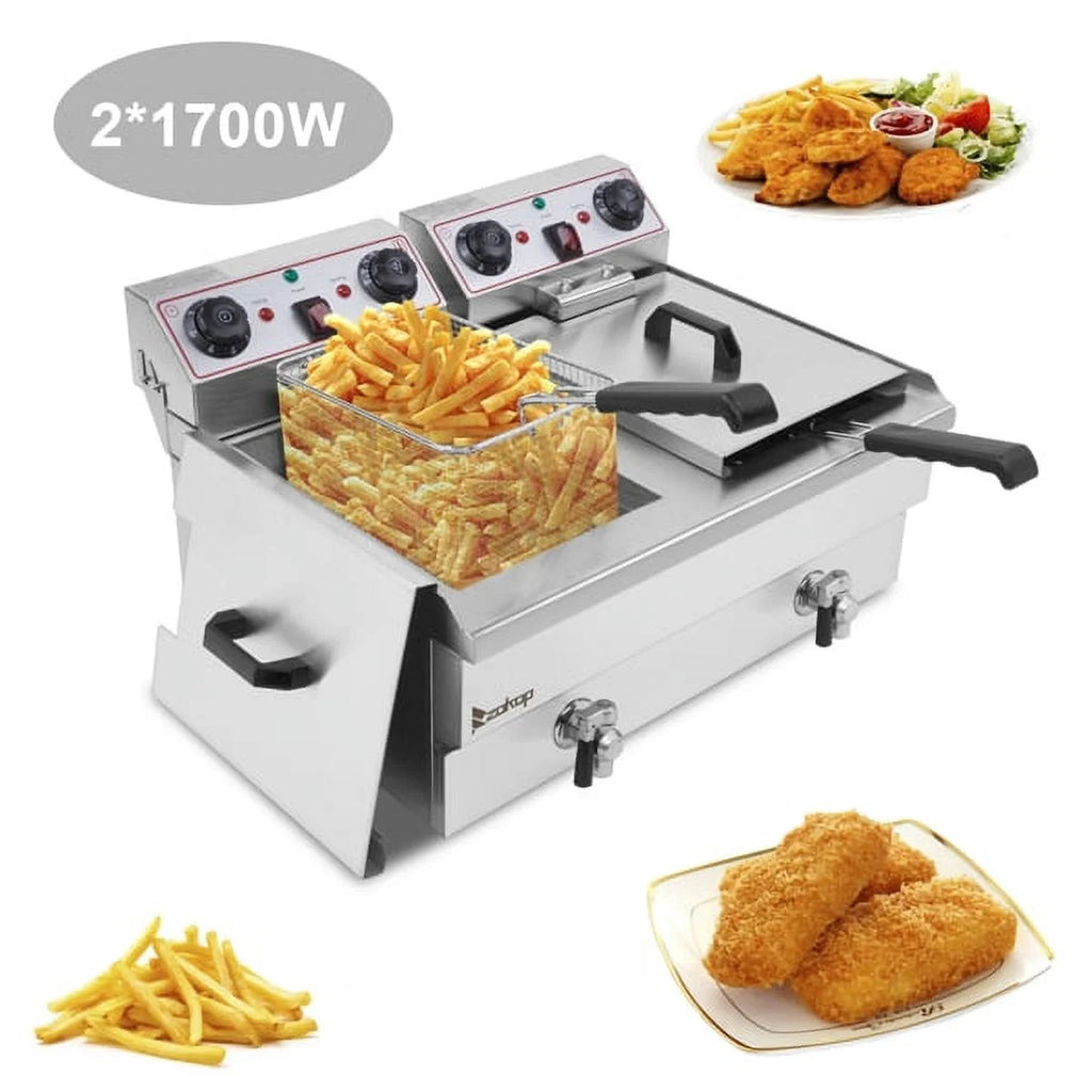 Double Tank Deep Fryer 16L Stainless Steel 3400W R644224