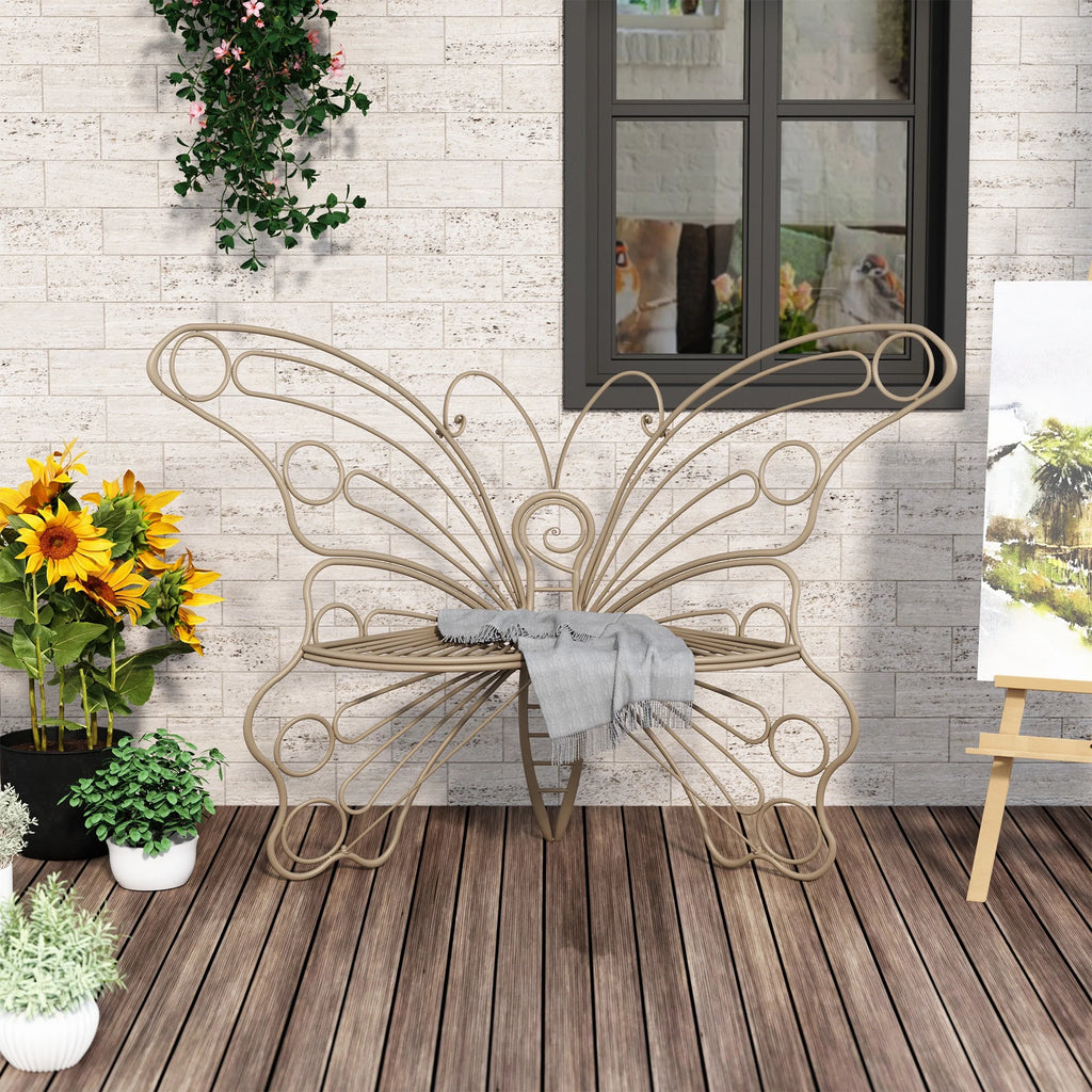 Outdoor Bench with Butterfly Inspired Pattern F4667