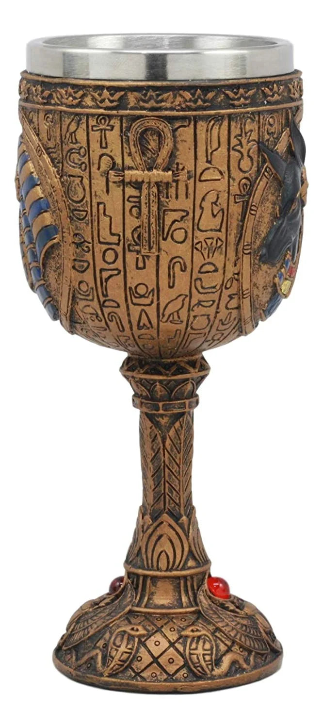 Golden Hieroglyphic Design 6oz Wine Goblet R968