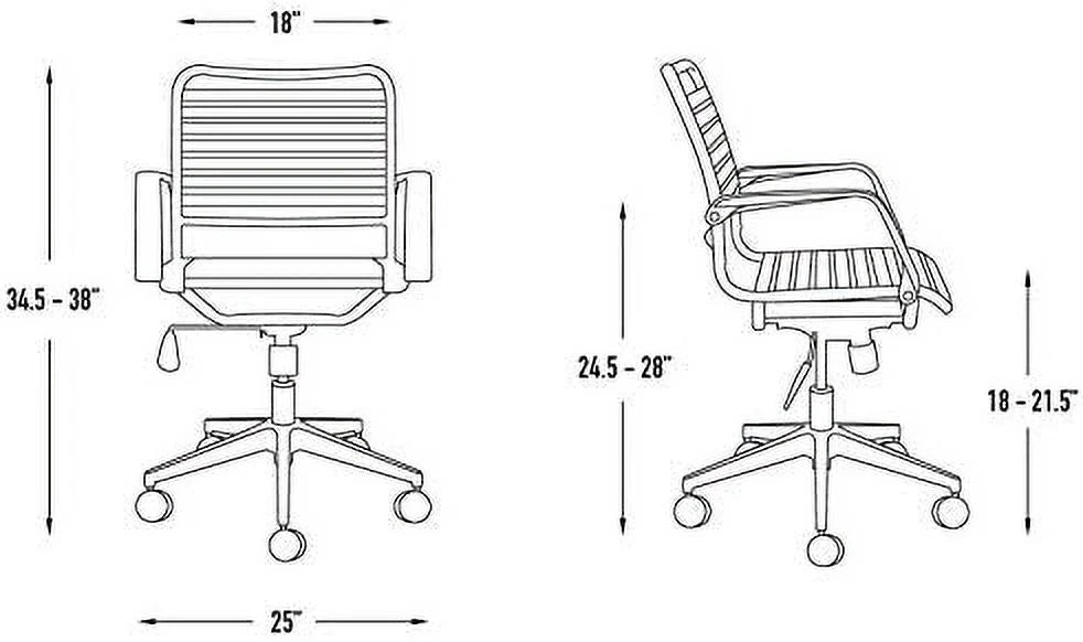 Black Adjustable Rolling Office Chair with Bungie Straps J599464