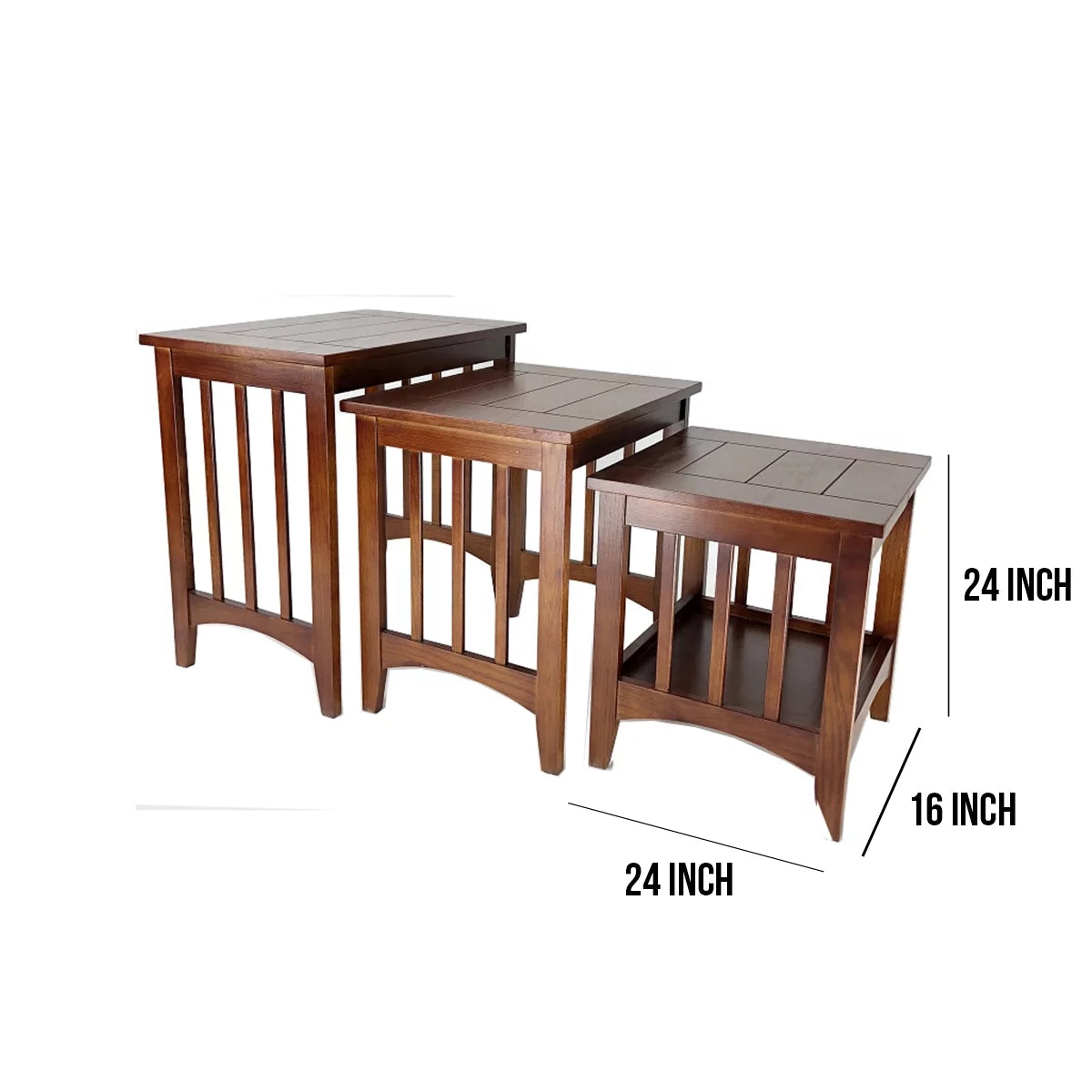 Oak Brown 3 Piece Nesting Table W58772