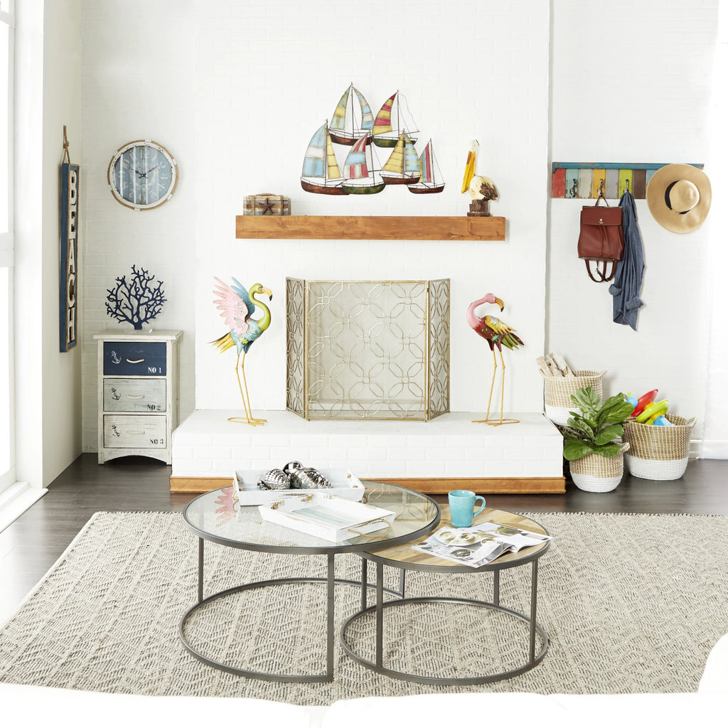 White Wood Anchor Chest with Rope Handles Z6520