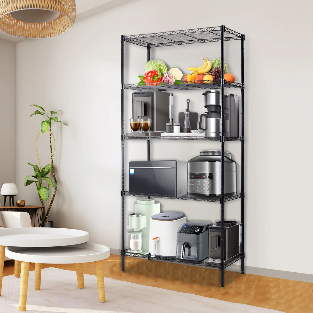5-Shelf Metal Storage Rack, 24"x 60"x 13" Wire Shelving Unit, Black L584838