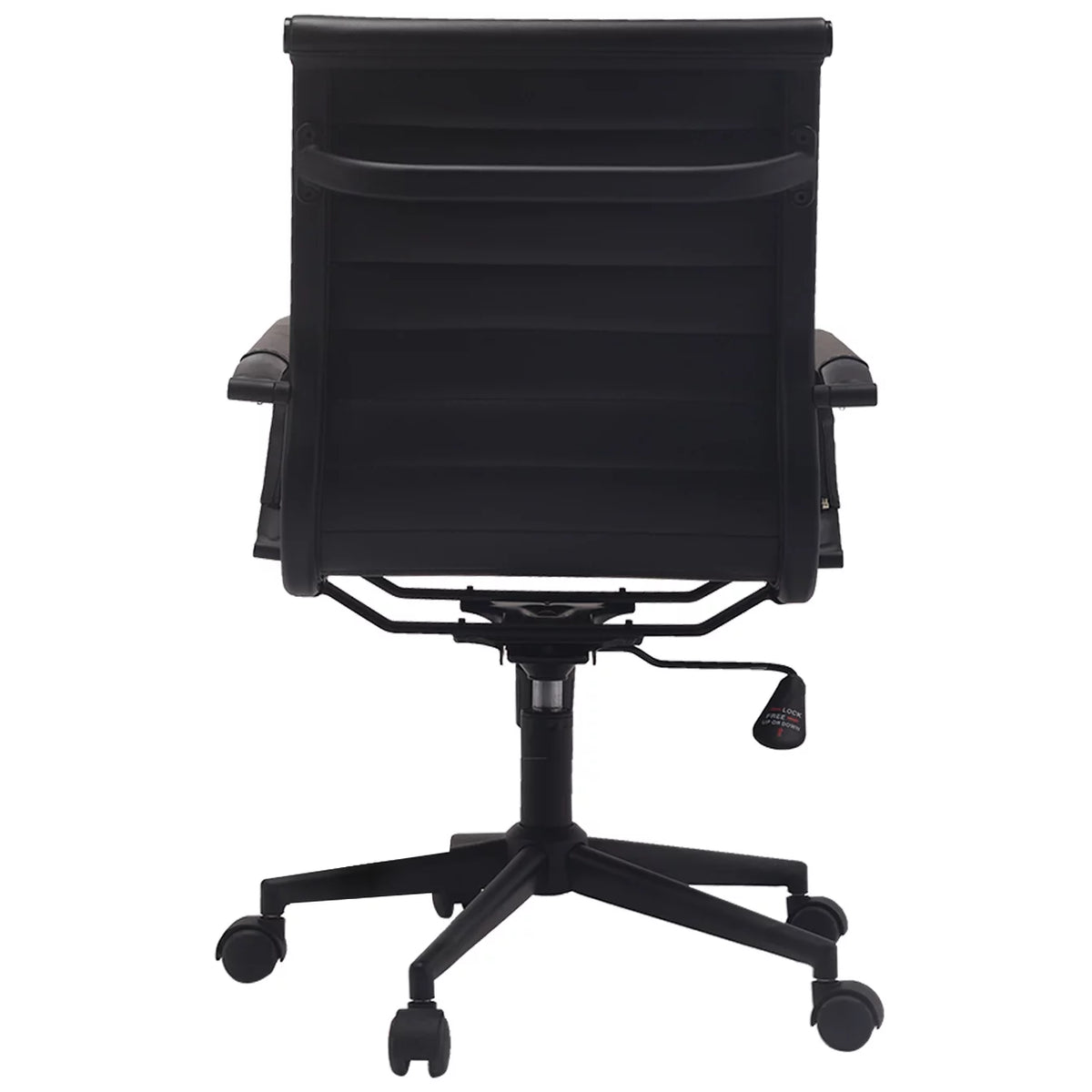 Mid Century Black PU Leather Office Chair with Arms and Wheels W7659
