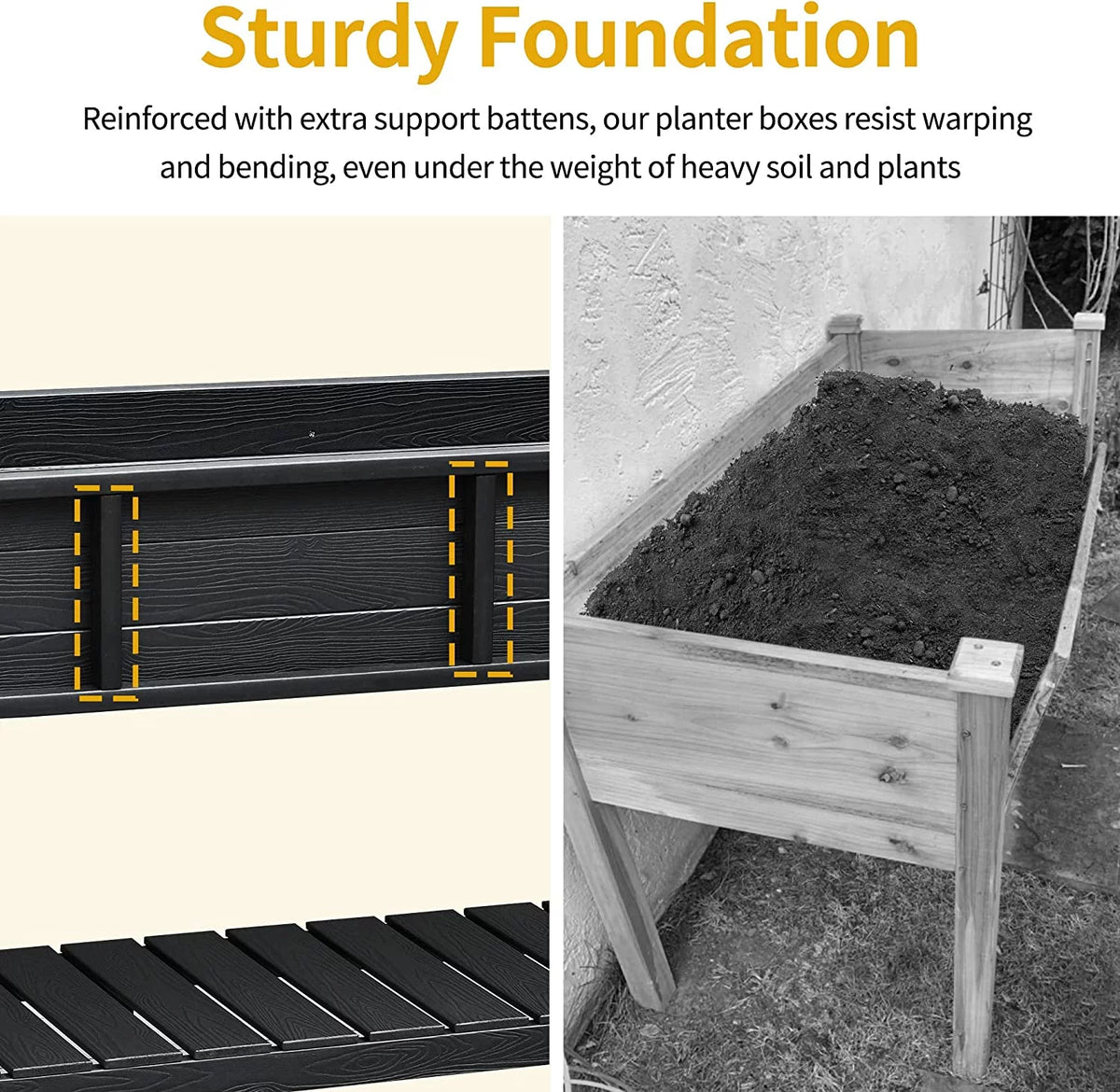 Black Elevated Raised Garden Bed Planter Box with Legs & Shelf Z463302