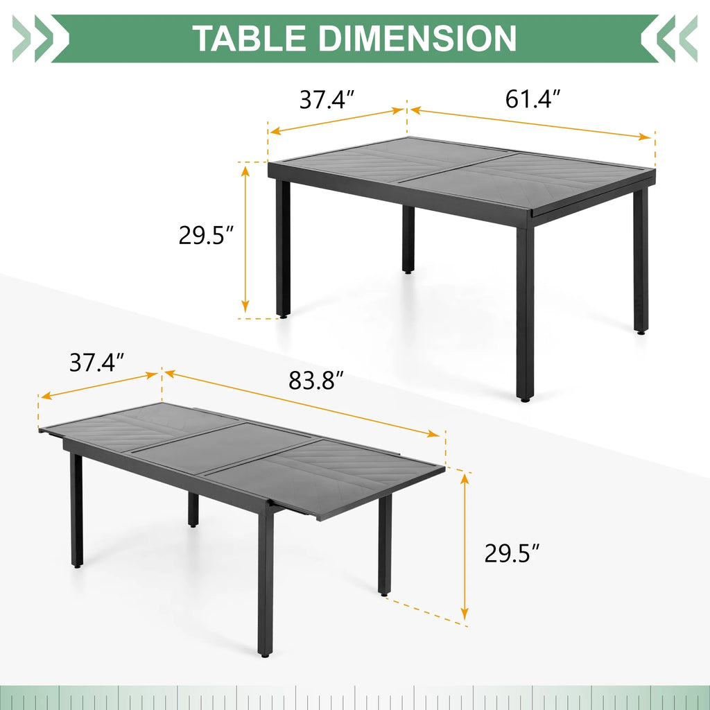 9-Piece Outdoor Dining Set with Extendable Table & Cushioned Chairs Y9599