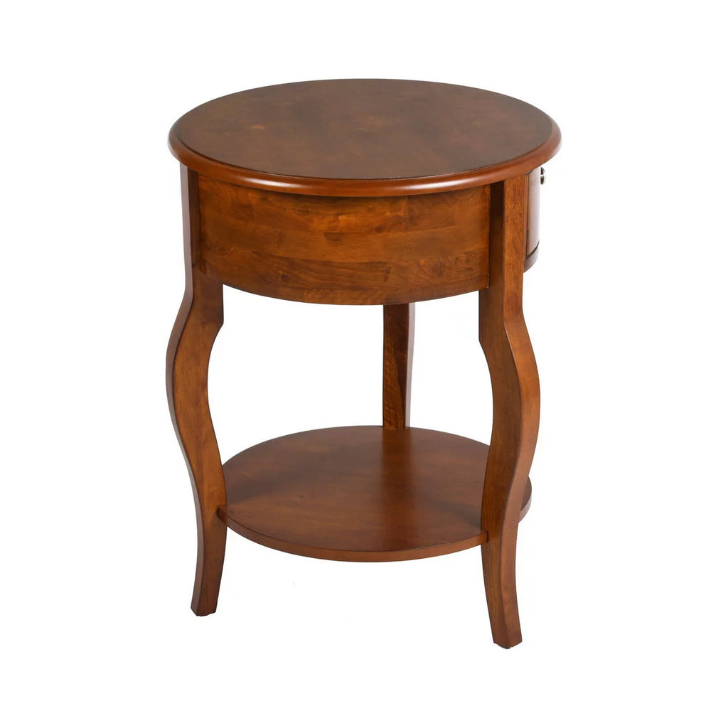 Brown Round End Table with Drawer Storage U60061