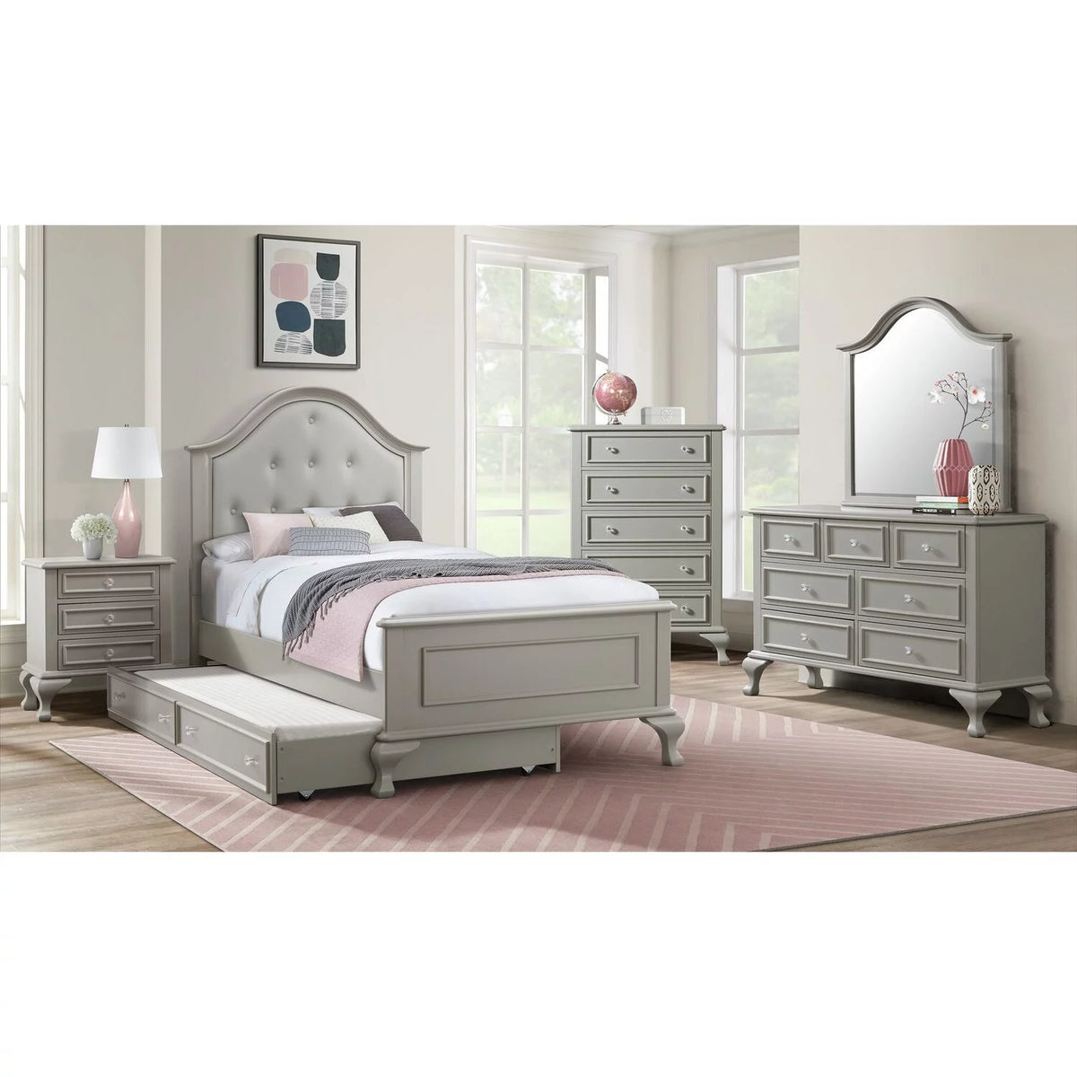Gray Twin Panel 5PC Bedroom Set G76841