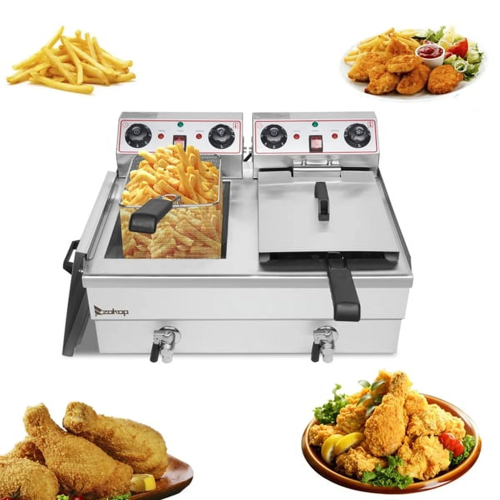 Double Tank Deep Fryer 16L Stainless Steel 3400W R644224