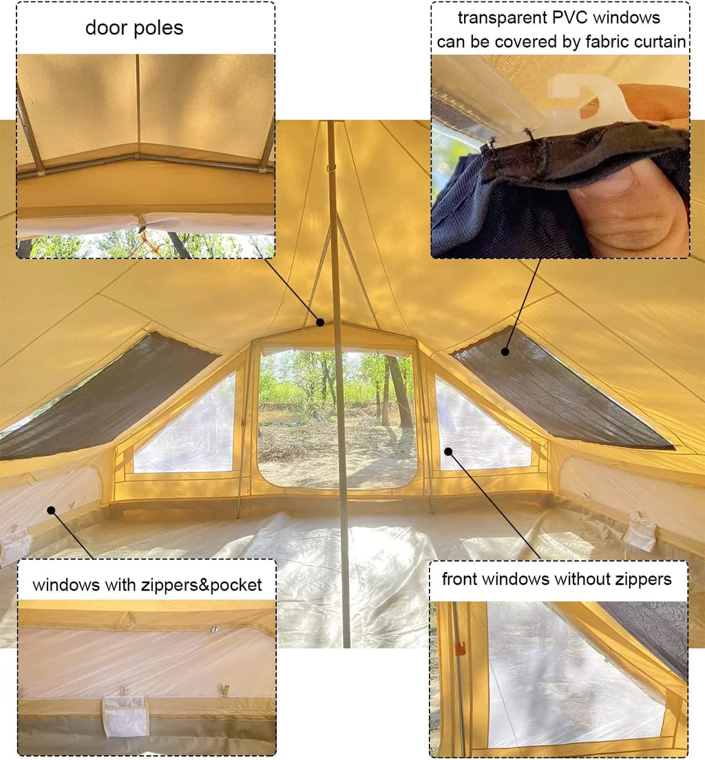 Waterproof 4 Season Extra Large Cotton Canvas Tent with Stove Hole E6906