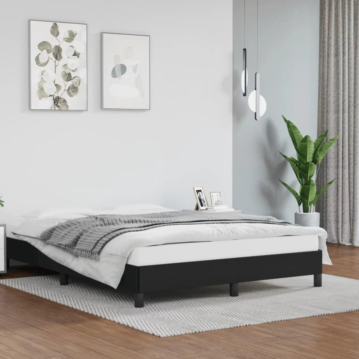 Black Faux Leather Full Bed Frame Z4129